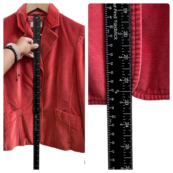 Talbots Vintage Burnt Orange Velvet Silk Blend 2 Button Blazer Petite Size 8 - Picture 11 of 14